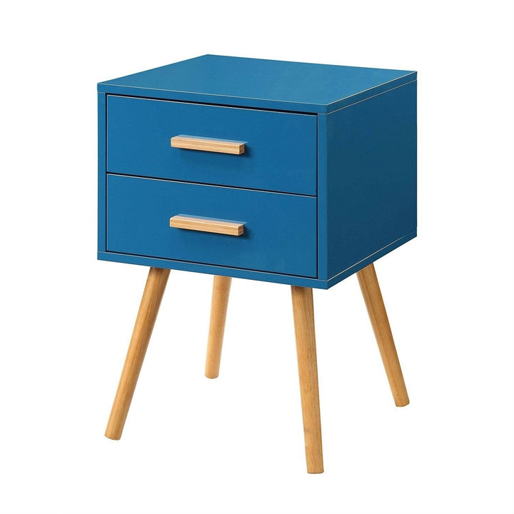 Modern Classic Mid-Century Style End Table Nightstand in Blue Finish Image 3