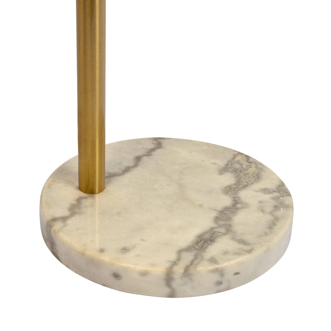 Oasis Long Arm Gold Brass Adjustable Floor Lamp with Round White Marble Base Image 4