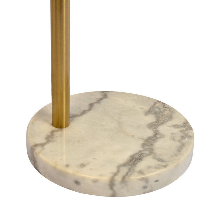 Oasis Long Arm Gold Brass Adjustable Floor Lamp with Round White Marble Base Image 4