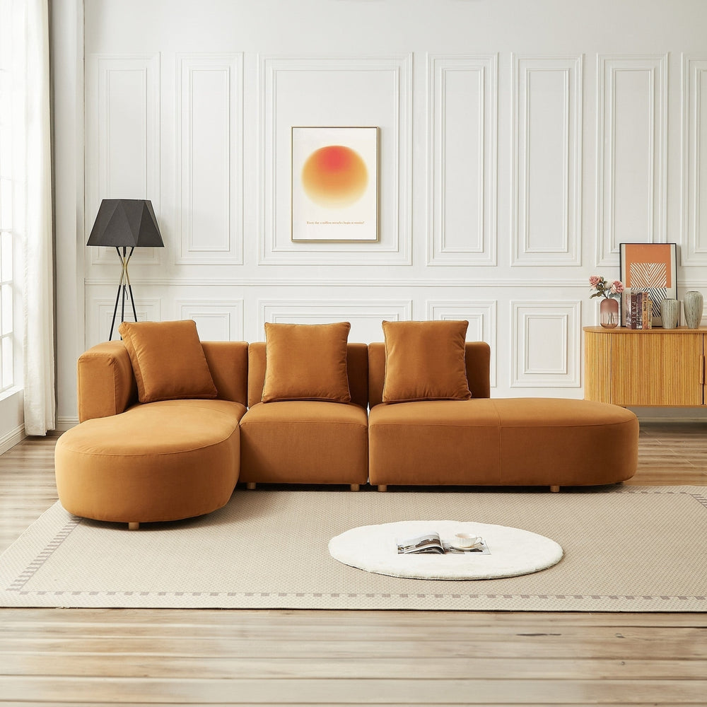 Orby Velvet Sectional Sofa Left Facing Image 2