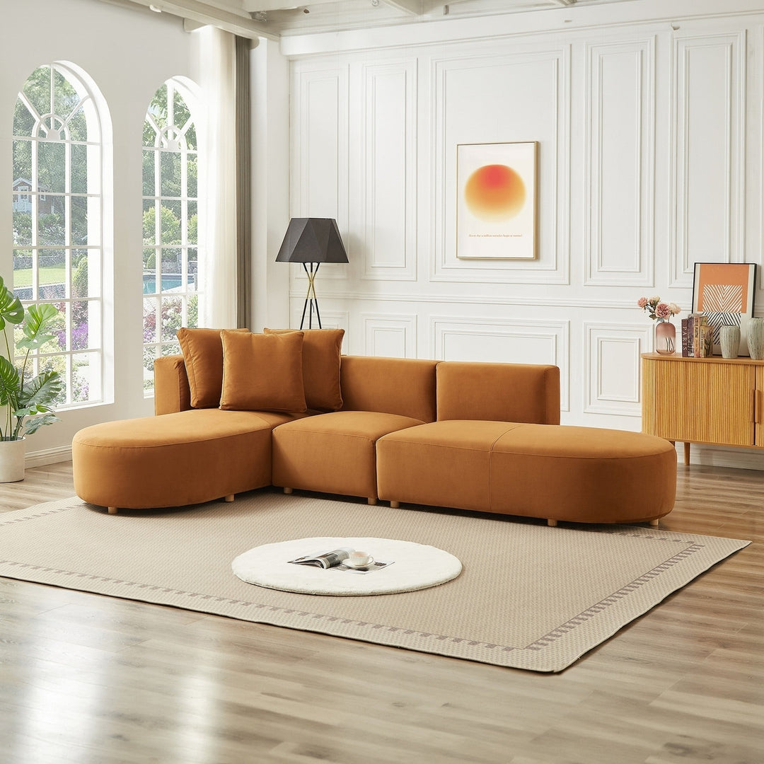 Orby Velvet Sectional Sofa Left Facing Image 3