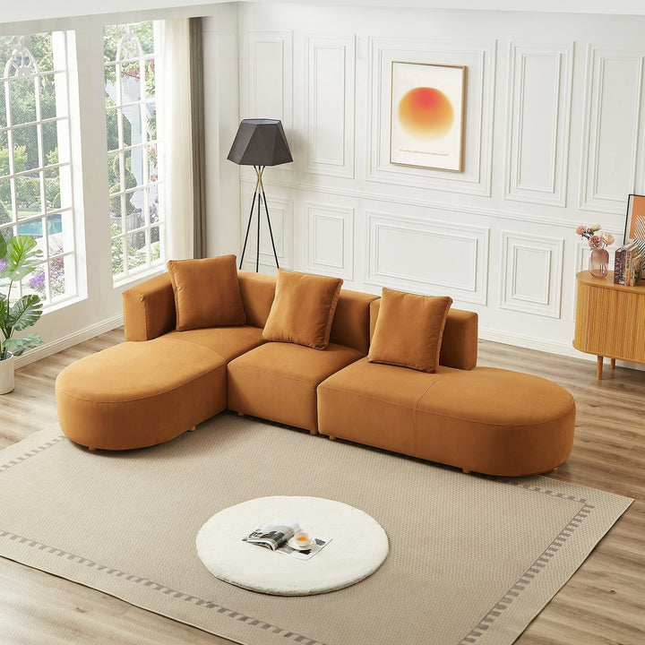 Orby Velvet Sectional Sofa Left Facing Image 4