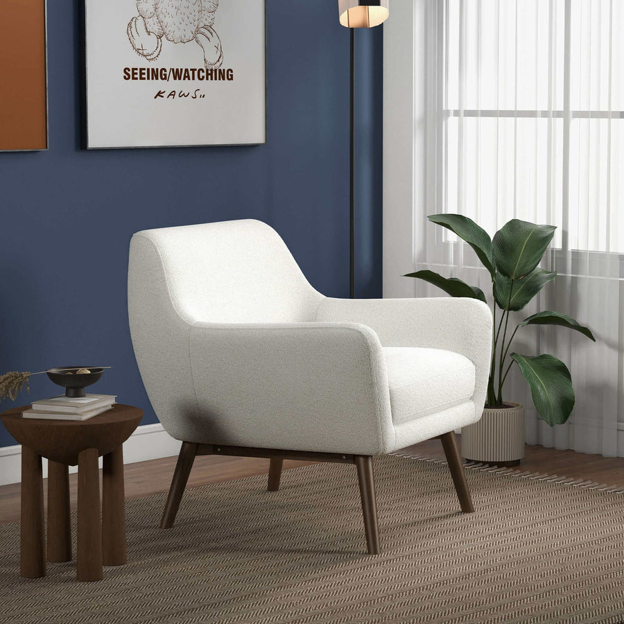 Panom White Boucle Lounge Chair Image 1