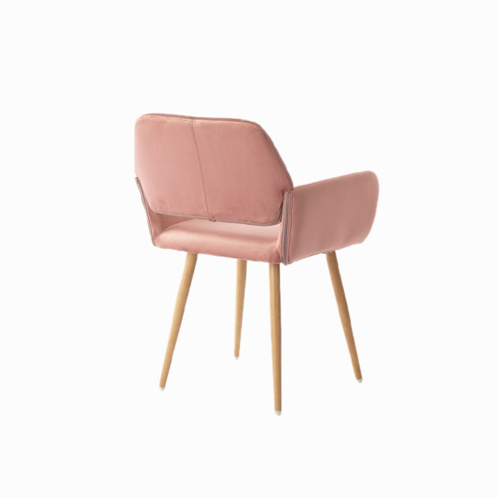 Pink Upholstered Velvet Open Back Dining Chair Image 3