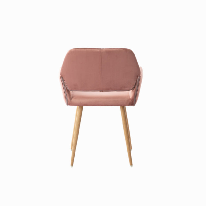 Pink Upholstered Velvet Open Back Dining Chair Image 4