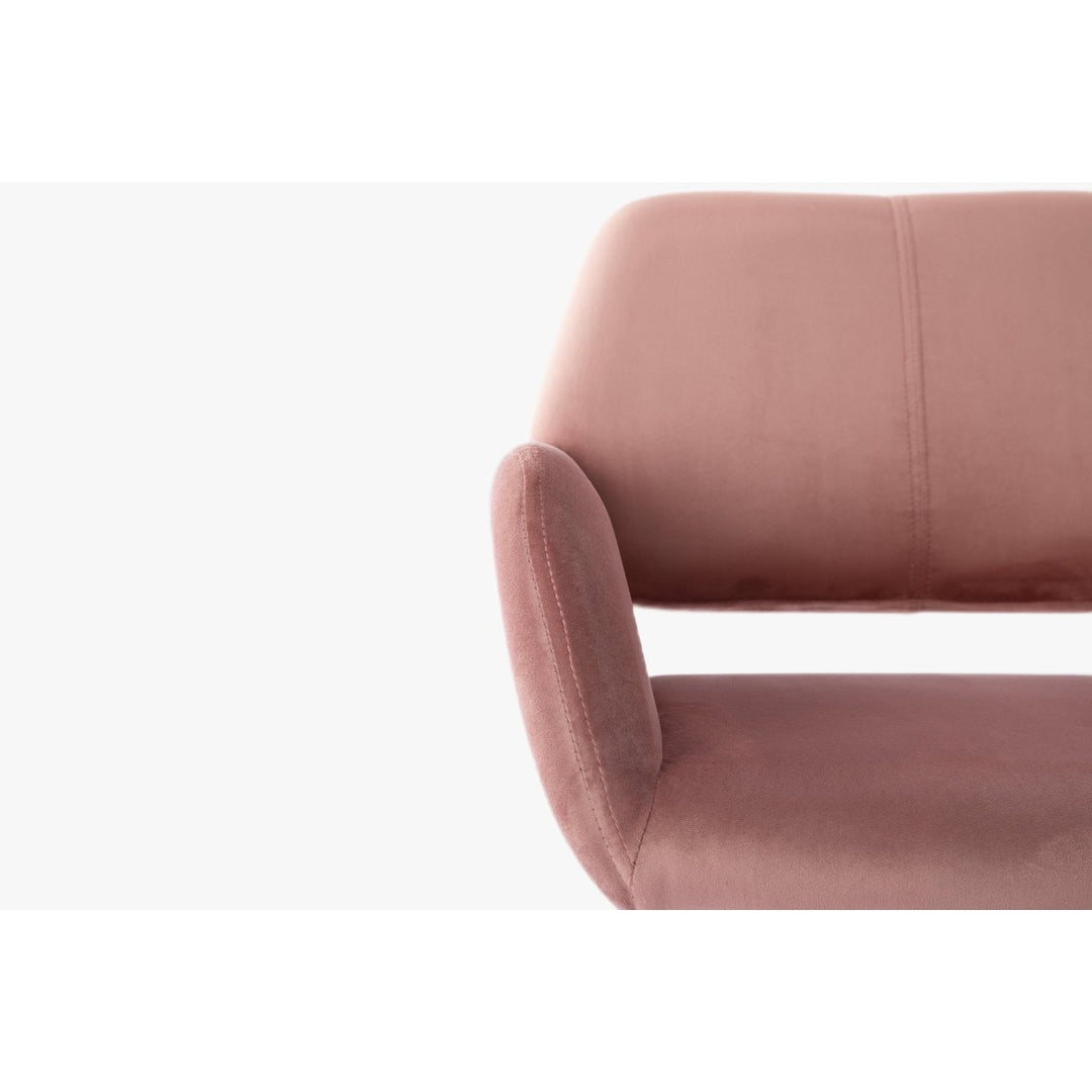 Pink Upholstered Velvet Open Back Dining Chair Image 8