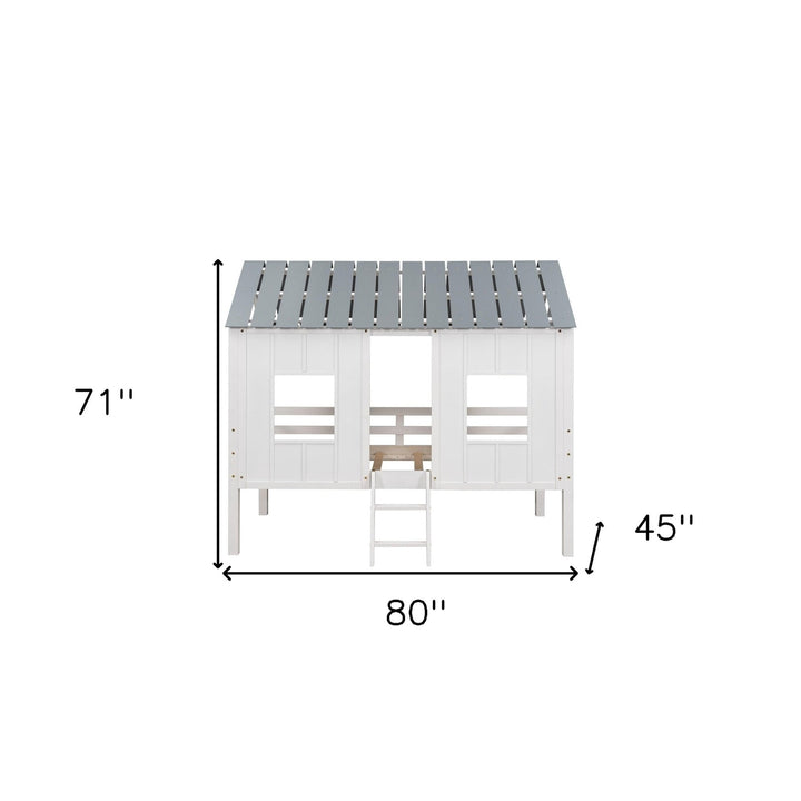 Playhouse with Windows and Roof White Twin Size Low Loft Bed Image 10