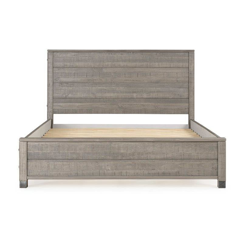 Queen Solid Wooden Platform Bed Frame with Headboard in Grey Wood Finish Image 1