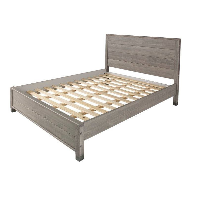 Queen Solid Wooden Platform Bed Frame with Headboard in Grey Wood Finish Image 4