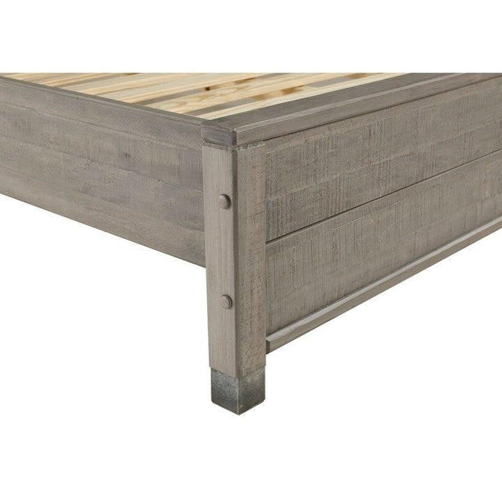 Queen Solid Wooden Platform Bed Frame with Headboard in Grey Wood Finish Image 5