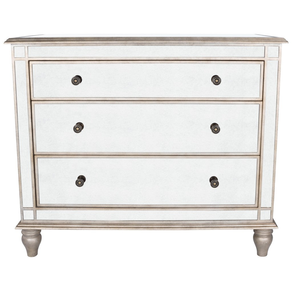 Rectangle Mirrored Three Drawer Console Storage Chest Image 2