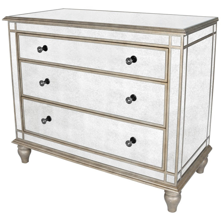 Rectangle Mirrored Three Drawer Console Storage Chest Image 3