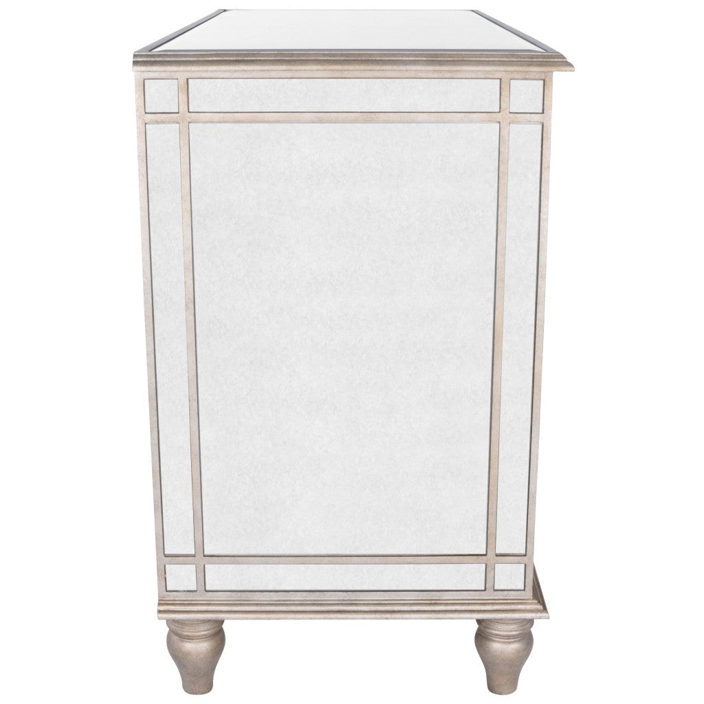 Rectangle Mirrored Three Drawer Console Storage Chest Image 4