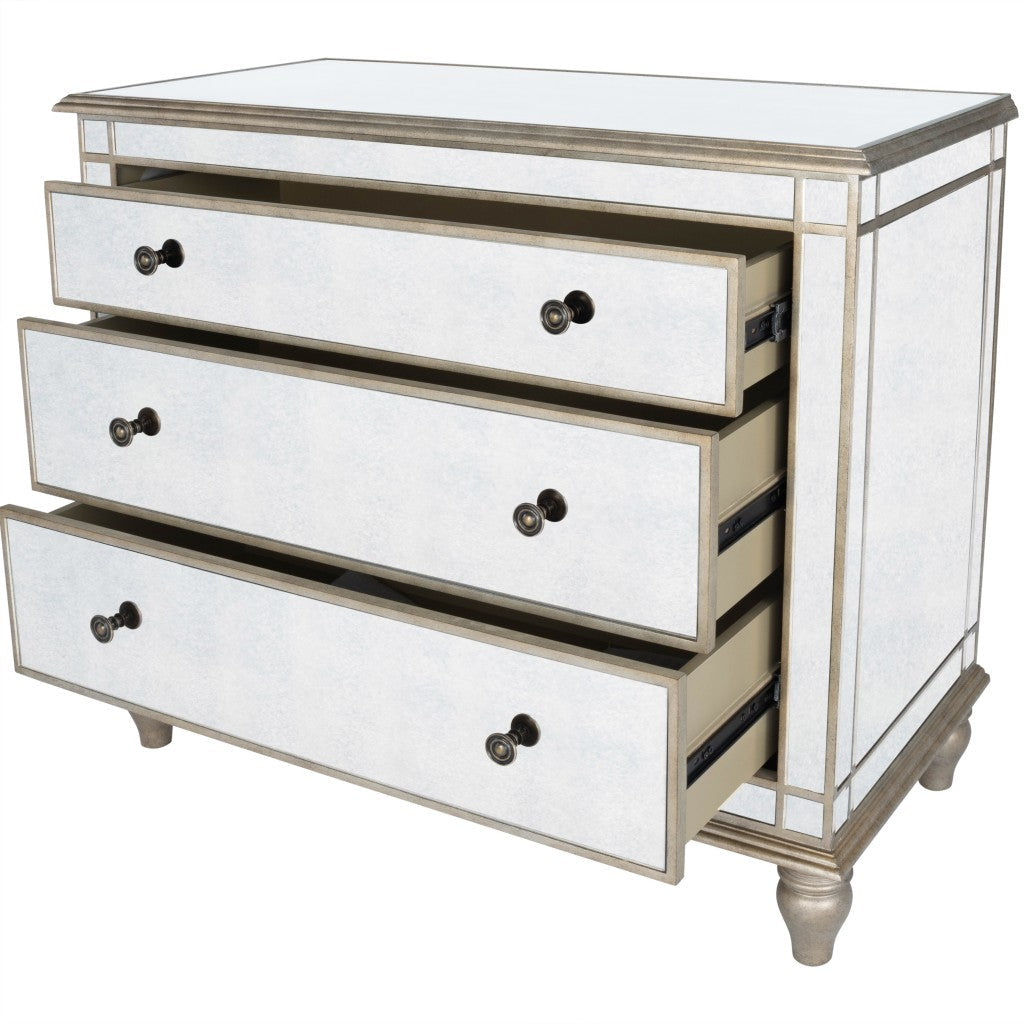 Rectangle Mirrored Three Drawer Console Storage Chest Image 7