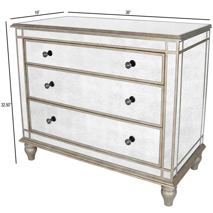 Rectangle Mirrored Three Drawer Console Storage Chest Image 9