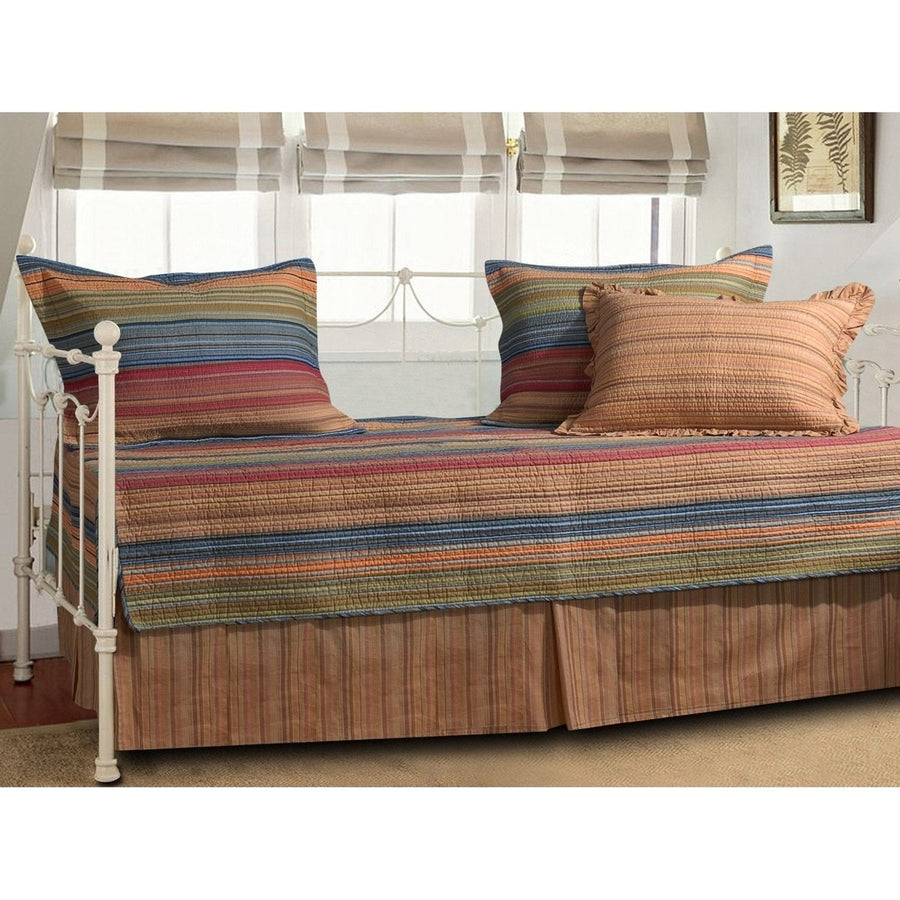 Reversible 5-Piece Daybed Set with Bed-skirt and Three Pillow Shams Image 1