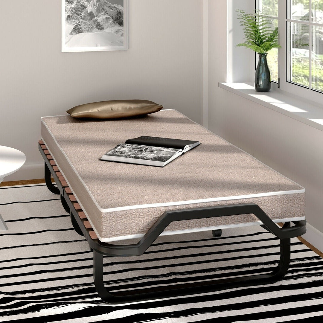 Rollaway Bed with Casters Wheels and Folding Memory Foam Mattress Image 3