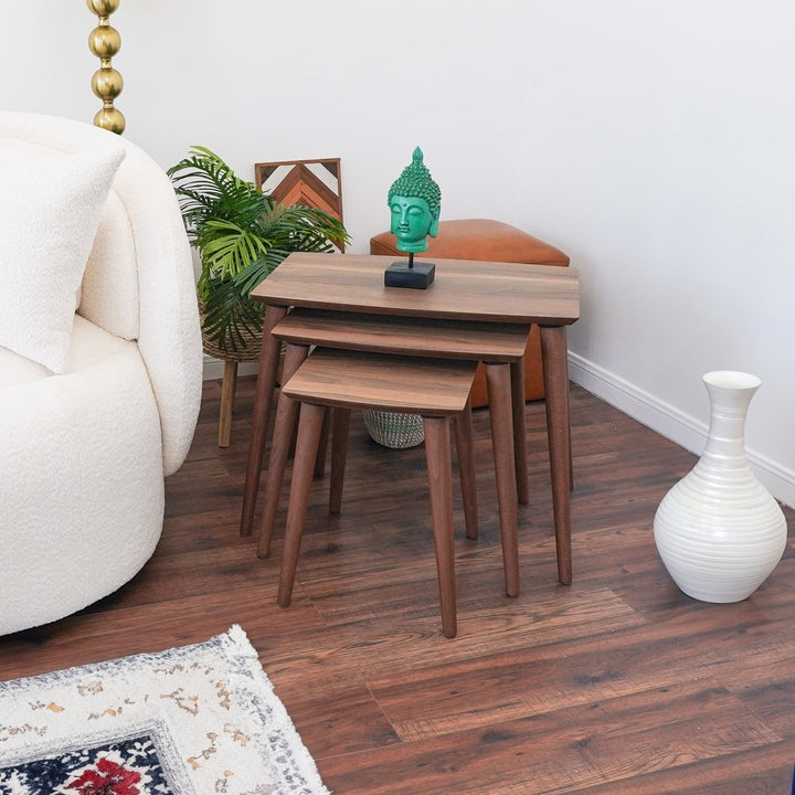 Ronald MDF Nesting Accent Tables In Walnut (Set Of 3) Image 2