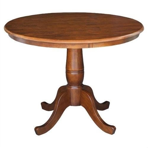 Round 36-inch Pedestal Dining Table in Espresso Finish Image 1