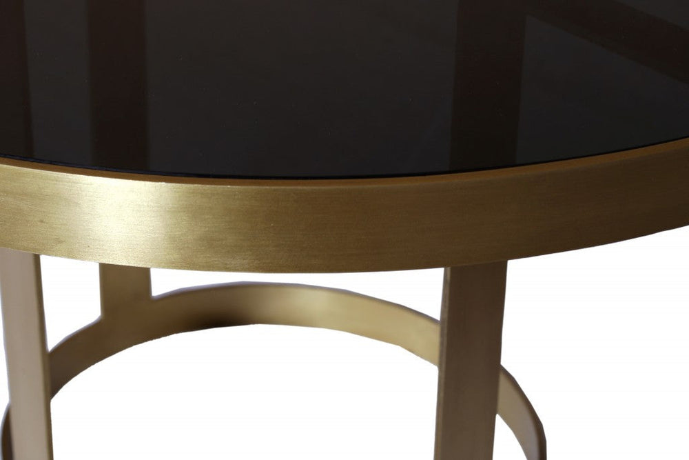 Round Black and Gold Modern Coffee Table Image 2