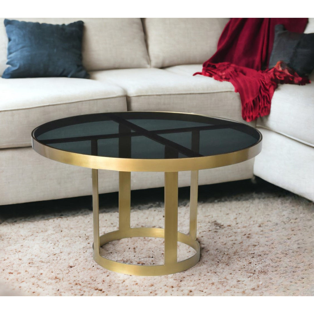 Round Black and Gold Modern Coffee Table Image 5