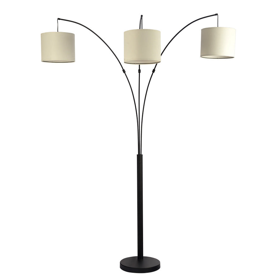 Royal 3-Arm Metal Arc Floor Lamp, Oil Rubbed Bonze with Linen Shade, 4 way Rotary Switch Image 1