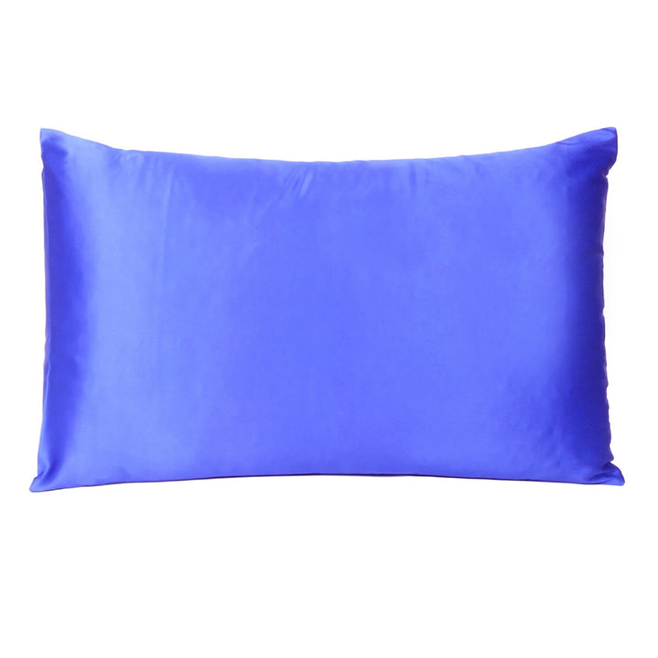 Royal Blue Dreamy Set Of 2 Silky Satin Queen Pillowcases Image 3