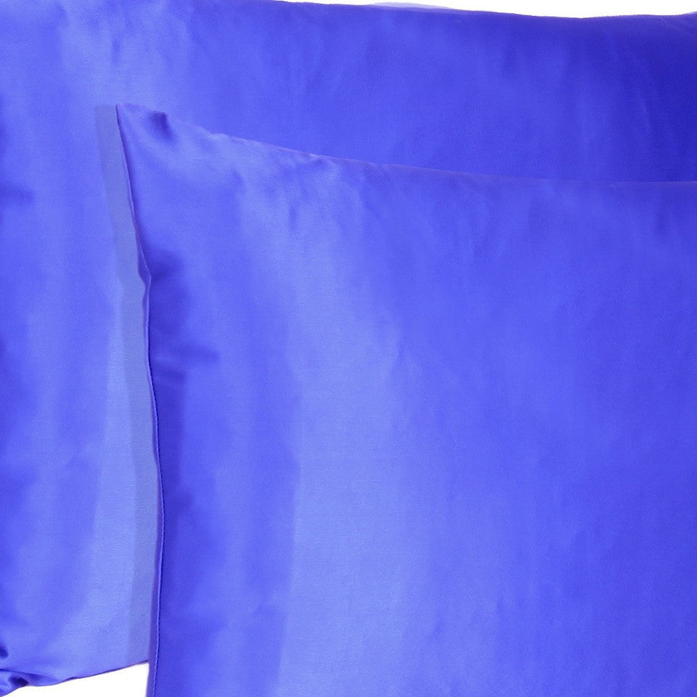 Royal Blue Dreamy Set Of 2 Silky Satin Queen Pillowcases Image 7