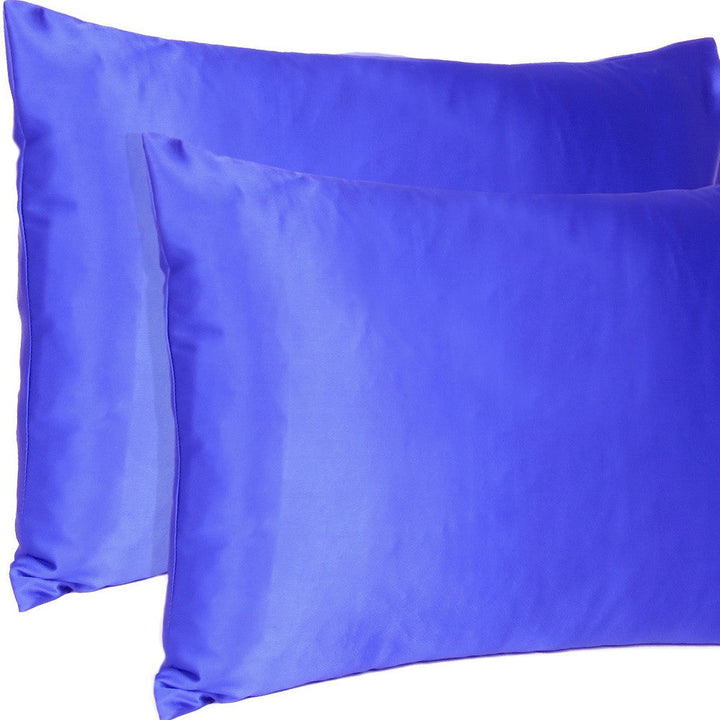 Royal Blue Dreamy Set Of 2 Silky Satin Queen Pillowcases Image 8