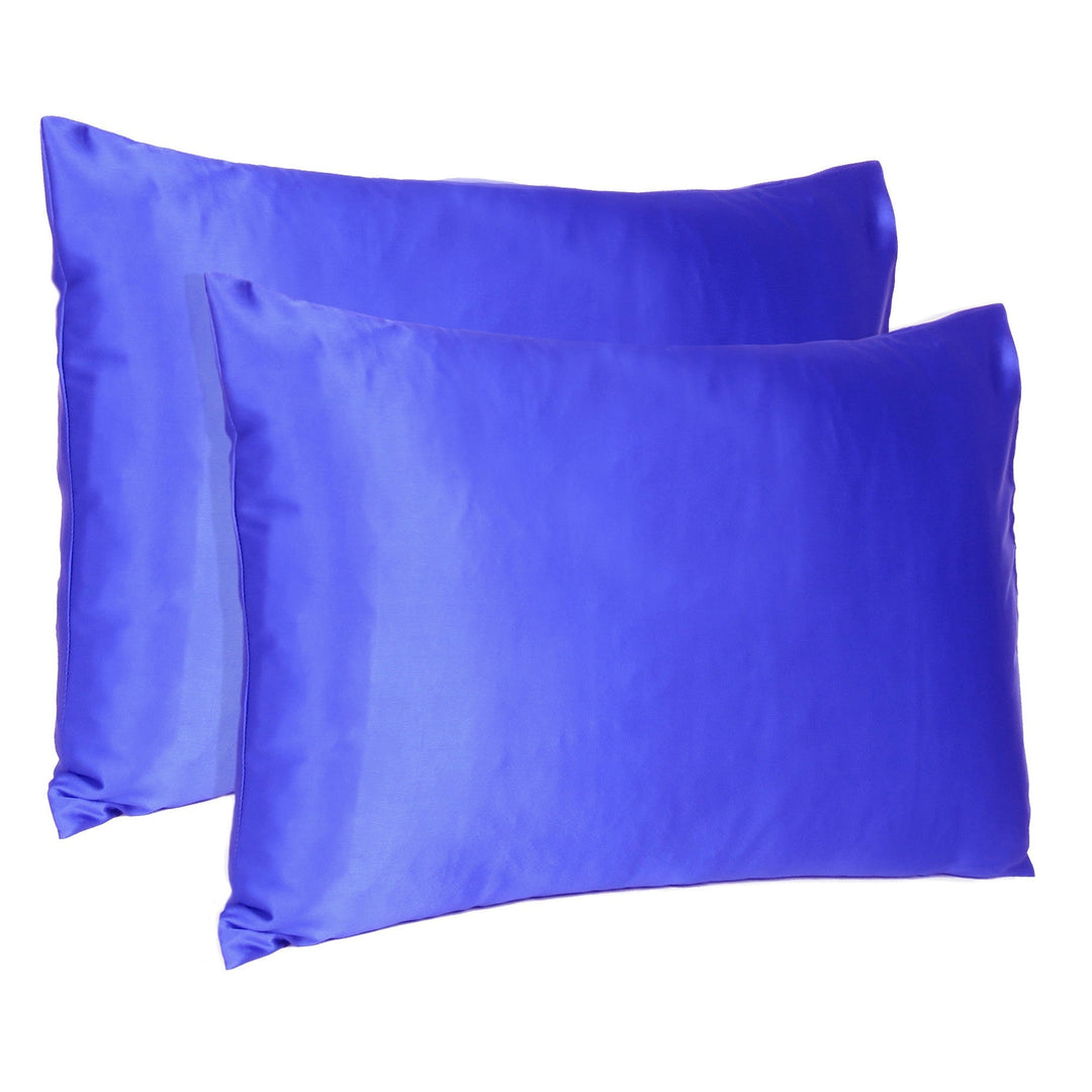 Royal Blue Dreamy Set Of 2 Silky Satin Standard Pillowcases Image 1