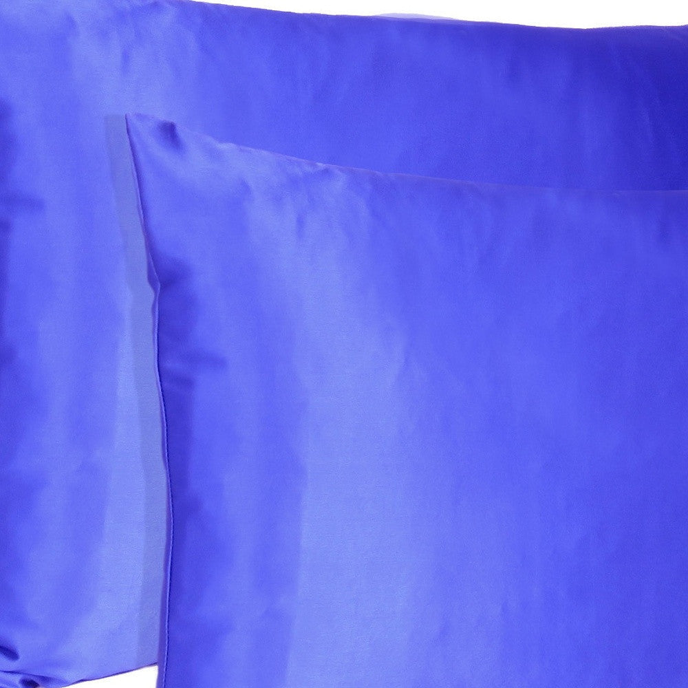 Royal Blue Dreamy Set Of 2 Silky Satin Standard Pillowcases Image 7