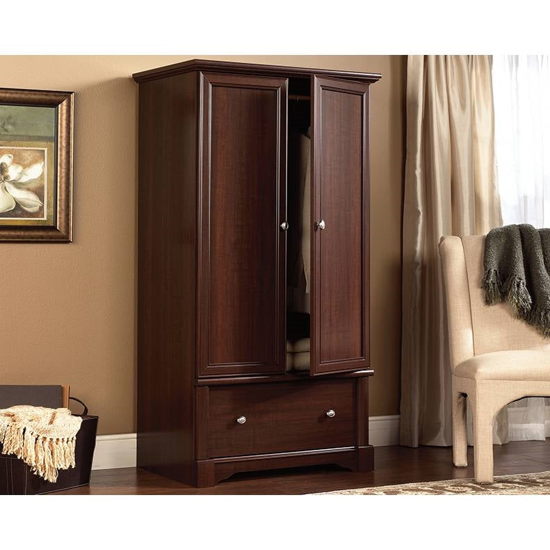 Rustic Cherry Drawer and Garment Rod Wardrobe Armoire Image 3