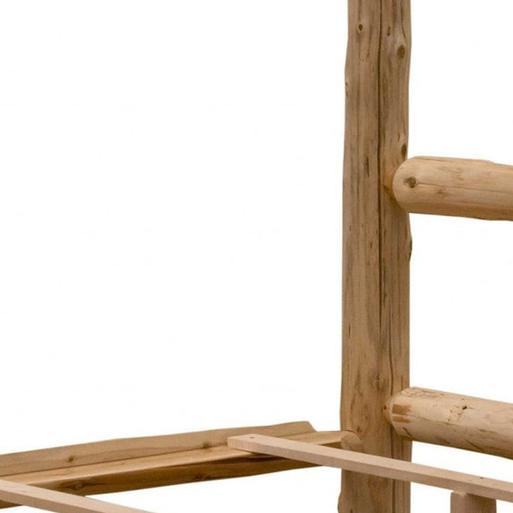 Rustic And Natural Cedar Single Ladder Left Log Bunk Bed Image 6