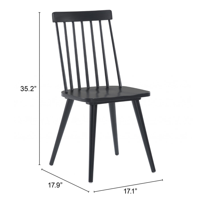 Set of Two Black Wood Windsor Back Dining Side chairs Image 9