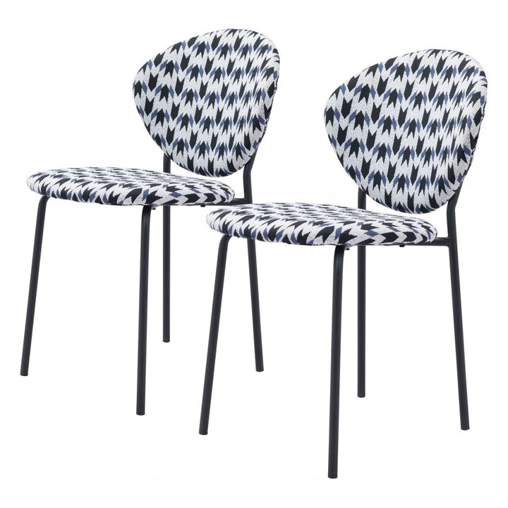 Set of Two Blue Black and White Arrow Design Dining or Side Chairs Image 11