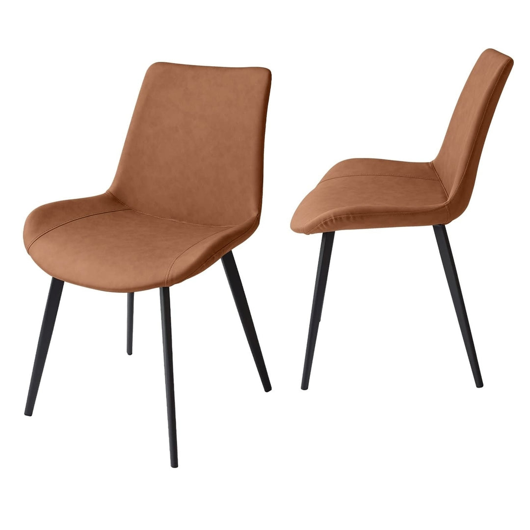 Set of Two Brown And Black Upholstered Faux Leather Dining Side Chairs Image 1