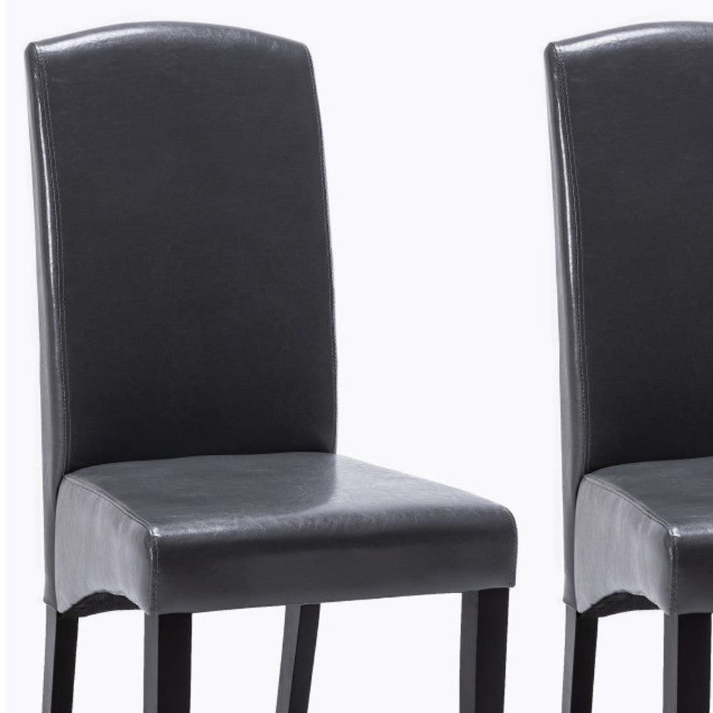 Set of Two Dark Gray And Black Upholstered Faux Leather Dining Parsons Chairs Image 2