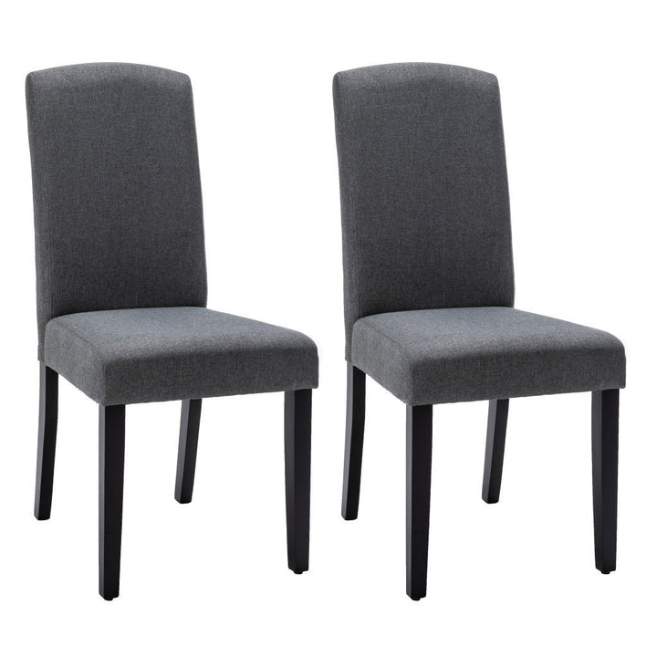 Set of Two Dark Gray And Black Upholstered Polyester Dining Parsons Chairs Image 1