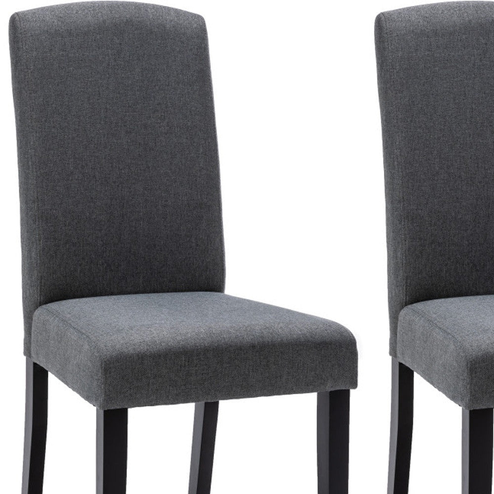 Set of Two Dark Gray And Black Upholstered Polyester Dining Parsons Chairs Image 2