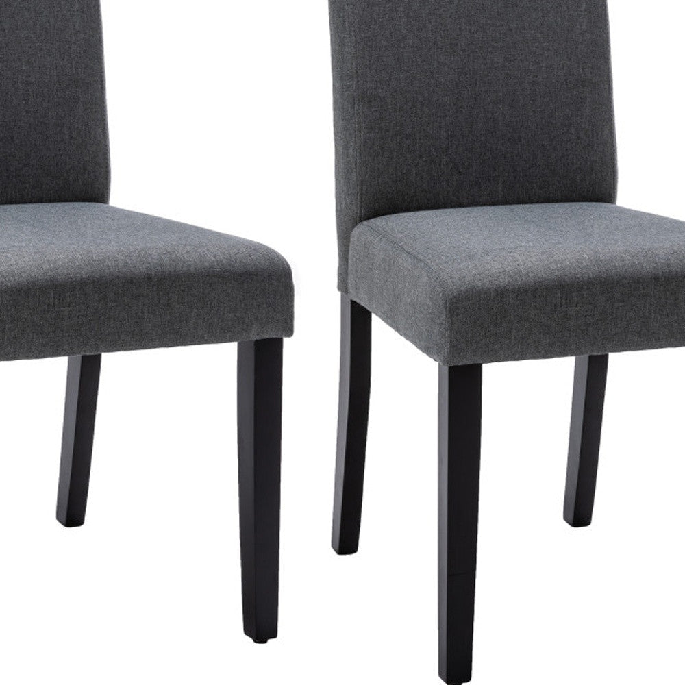 Set of Two Dark Gray And Black Upholstered Polyester Dining Parsons Chairs Image 3