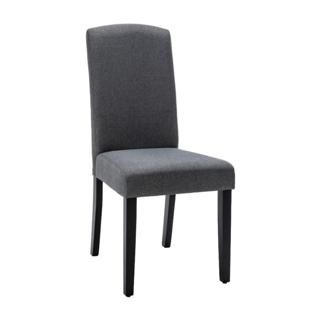 Set of Two Dark Gray And Black Upholstered Polyester Dining Parsons Chairs Image 5