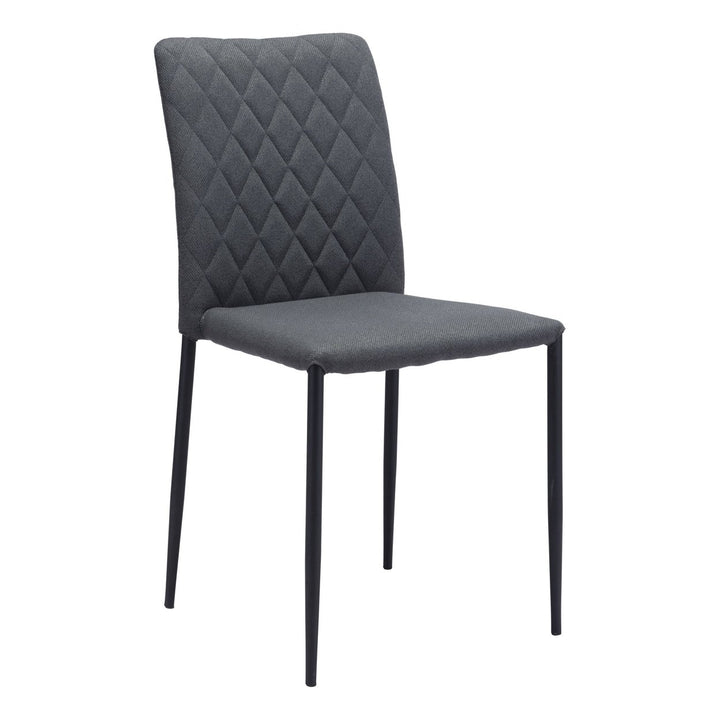 Set of Two Dark Gray Diamond Weave Dining Chairs Image 2