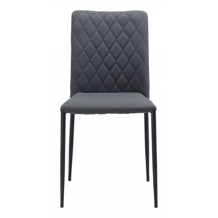 Set of Two Dark Gray Diamond Weave Dining Chairs Image 4