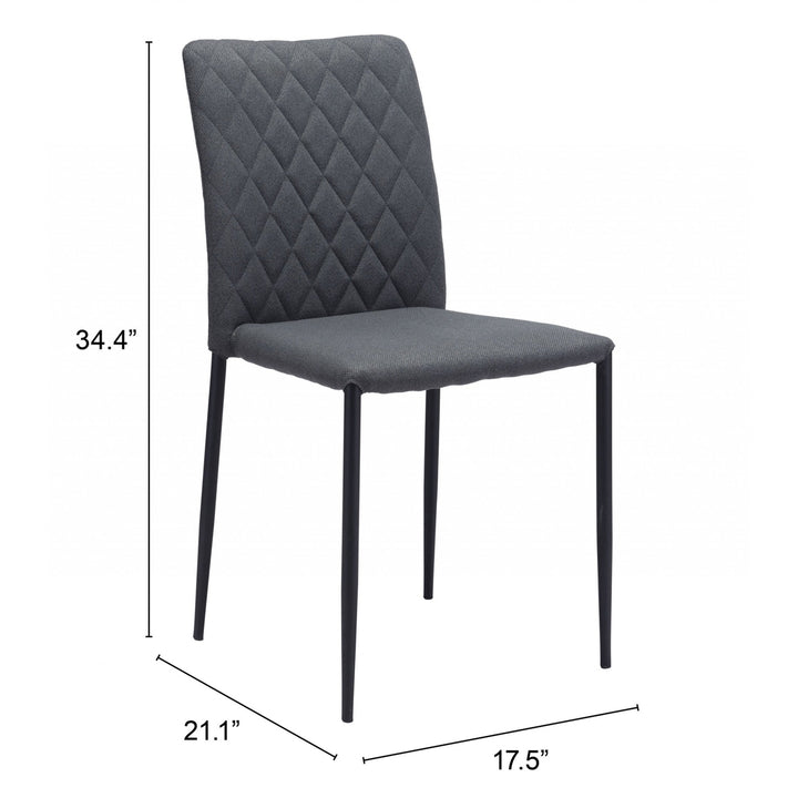 Set of Two Dark Gray Diamond Weave Dining Chairs Image 9