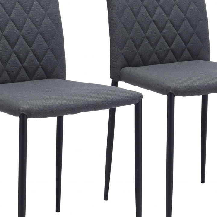 Set of Two Dark Gray Diamond Weave Dining Chairs Image 10