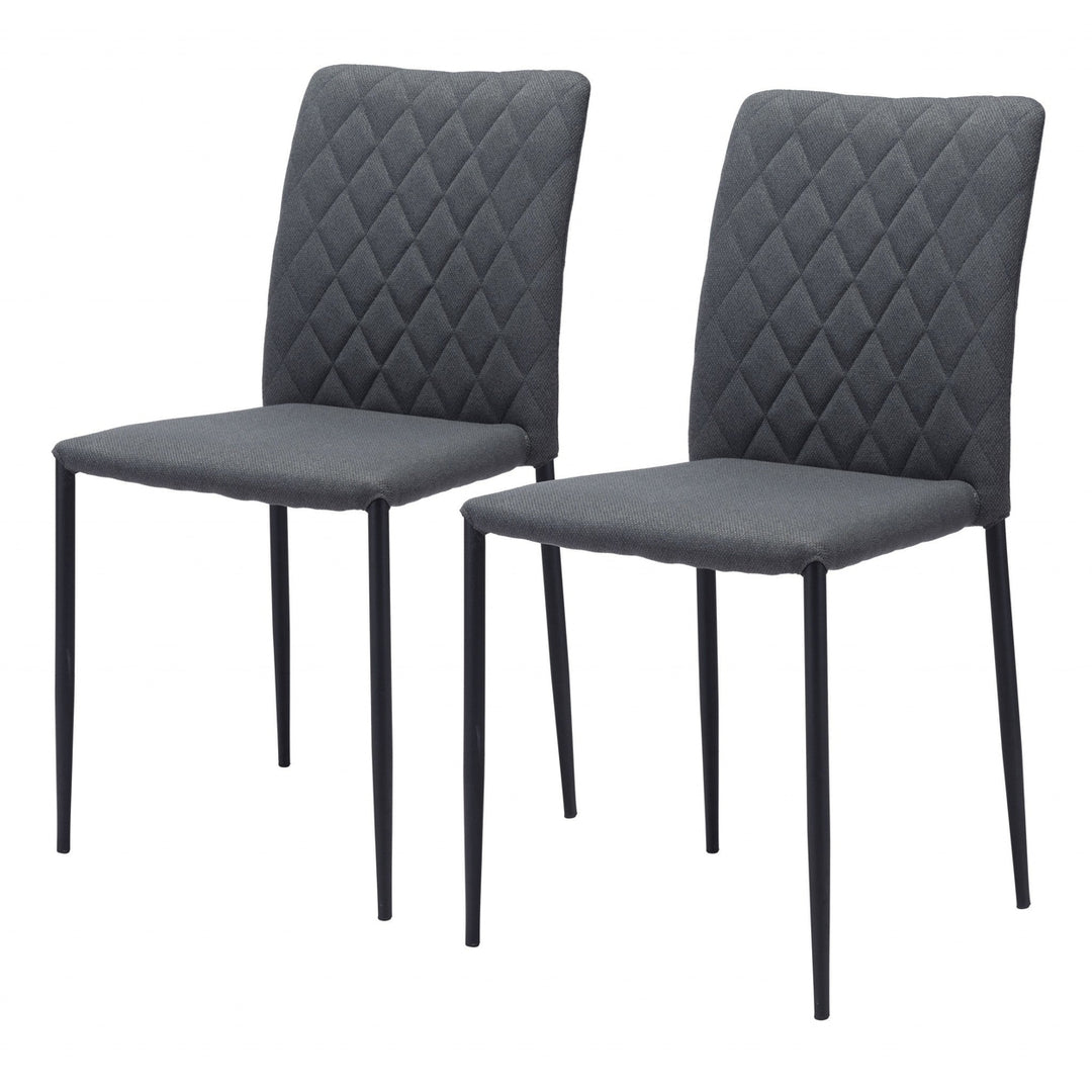 Set of Two Dark Gray Diamond Weave Dining Chairs Image 11