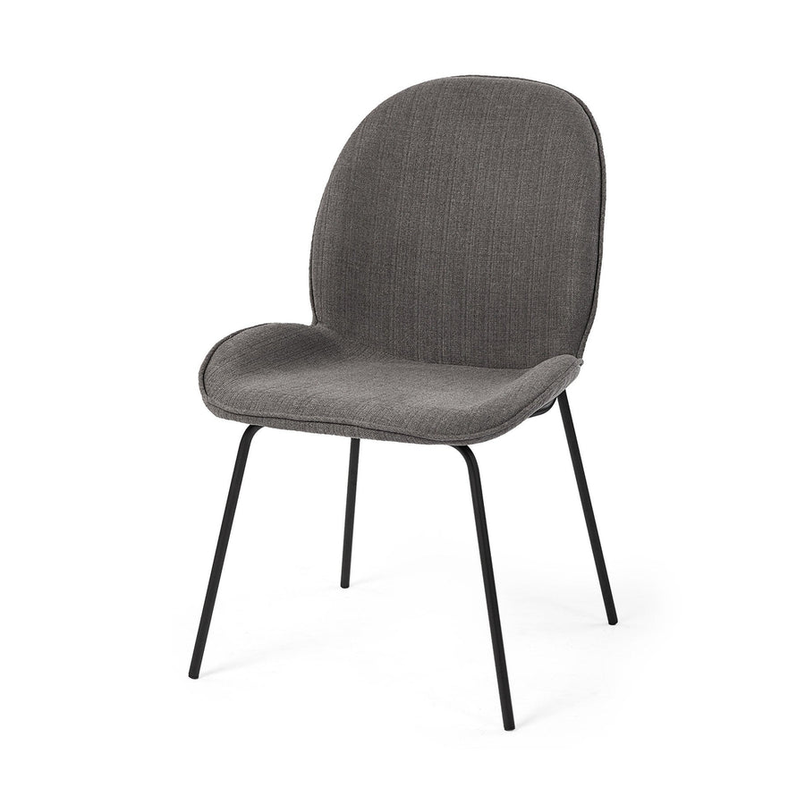 Set Of Two Gray And Black Upholstered Fabric Side Chairs Image 1