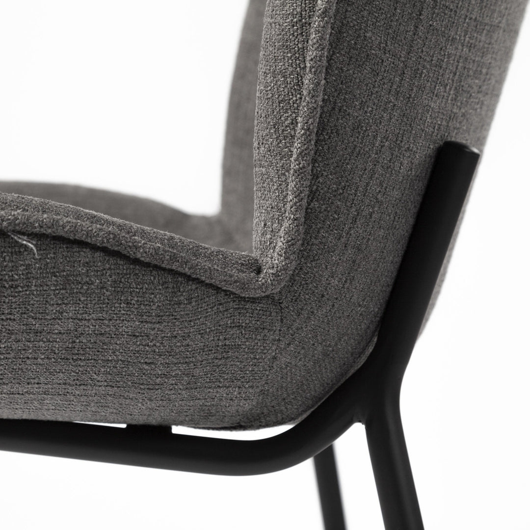 Set Of Two Gray And Black Upholstered Fabric Side Chairs Image 9