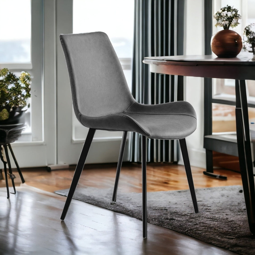 Set of Two Gray And Black Upholstered Faux Leather Dining Side Chairs Image 5