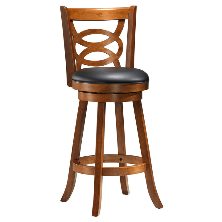 Set of Two 29 " Black And Brown Solid Wood Bar Chairs Image 1